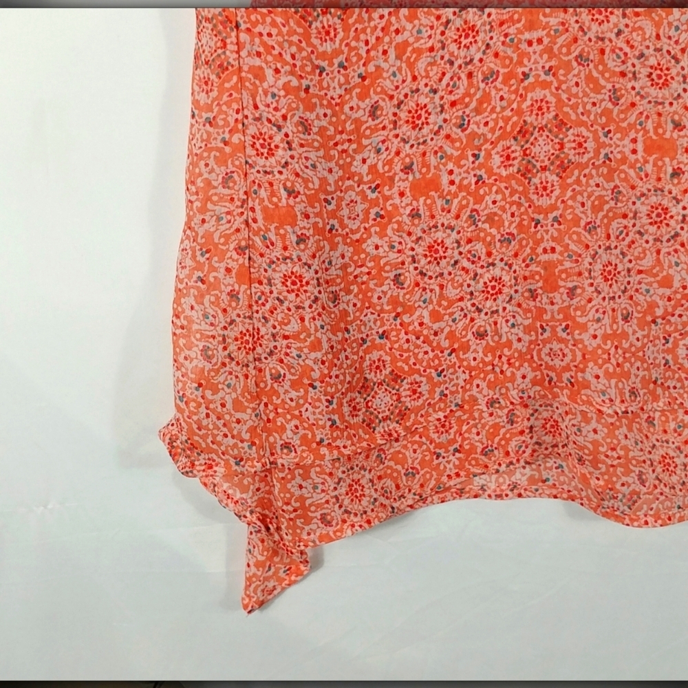 Fever Women's Orange Geometric Art Sleeveless Shark Bite Hem Top Plus Size XXL - Picture 5 of 11